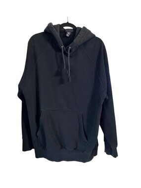 H&M Black Oversized Hoodie Sweatshirt With Drawstring Hood & Kangaroo Pocket